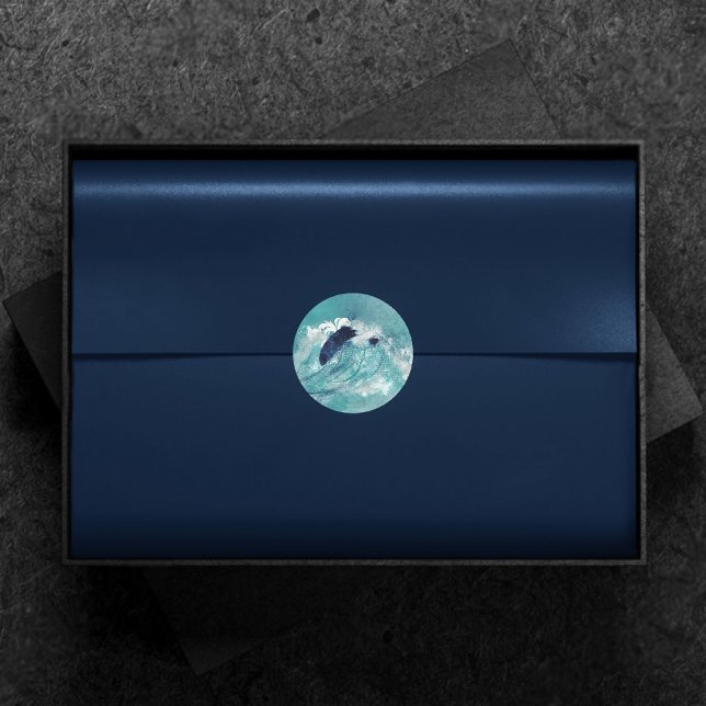 Sticker Rond Sublimation d'onde | Eau marémotrice bleu-vert (Créateur téléchargé)