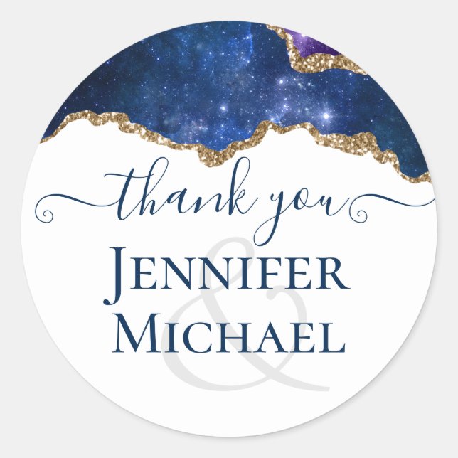 Sticker Rond Sublime Agate Blue Gold MARIAGE SUITE (Devant)