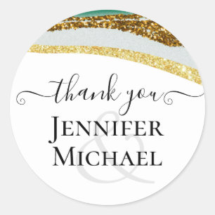 Sticker Rond Sublime Emerald Green Gold Mariage