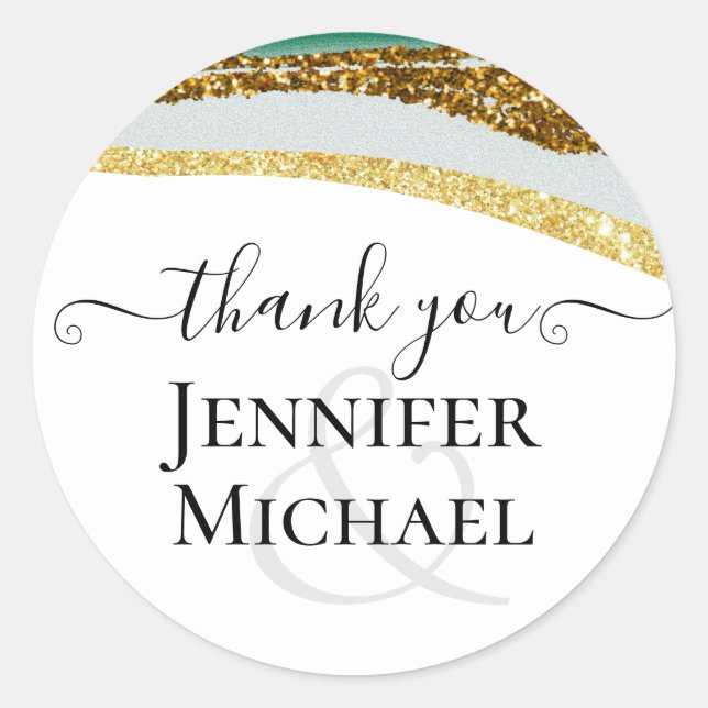 Sticker Rond Sublime Emerald Green Gold Mariage (Devant)