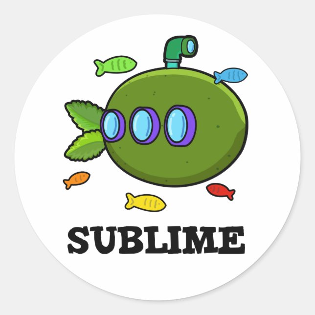Sticker Rond Sublime Funny Sous-marin Fruit Lime Pun (Devant)