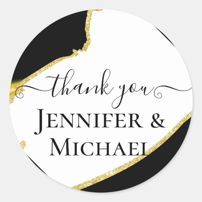 Sticker Rond Sublime Mariage noir blanc or (Devant)