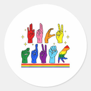 Sticker Rond Subtil Anti-Trump Asl Langue Des Signes Lgbtq+ Rés