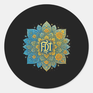 Sticker Rond Subtile anti-Trump Mandala Design Feminist Shirt W