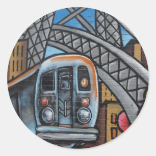 Sticker Rond Subway train urban graffiti art