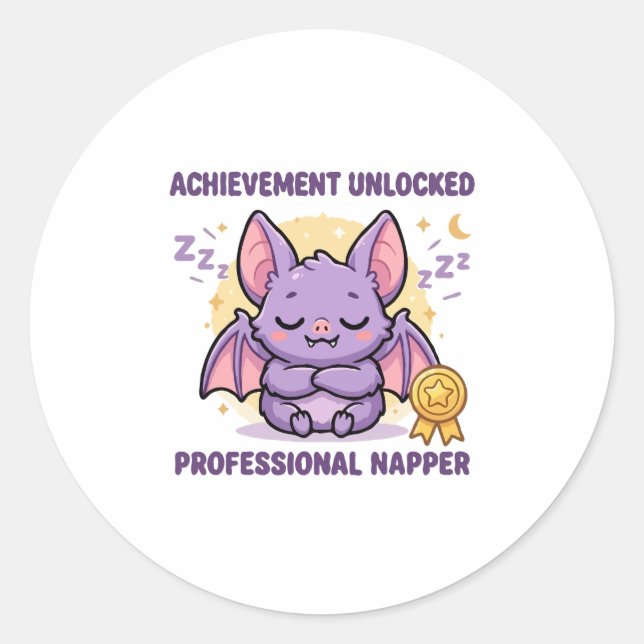 Sticker Rond Succès Débloqué Chauve-Souris Dormeuse Professionn (Devant)
