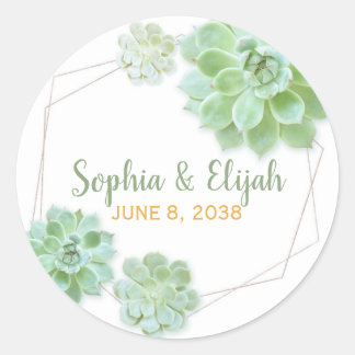 Sticker Rond Succulent Charme Mariage Favoriser