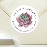 Sticker Rond Succulent coloré | Thème Désert | Adresse de retou<br><div class="desc">autocollants d'adresse de retour succulents et vibrants,  adaptés à un mariage à thème désertique.</div>