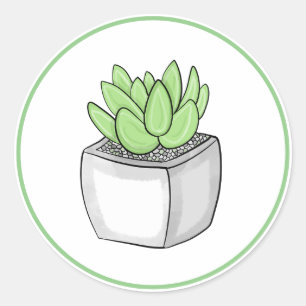 Sticker Rond Succulent Hand Draseplant Art