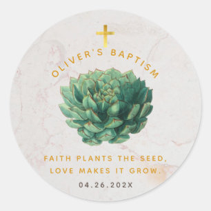 Sticker Rond Succulent La foi en or Plantes le Baptême des seme