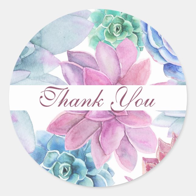 Sticker Rond Succulentes Mariage Chic Fête Cadeau Fiesta (Devant)