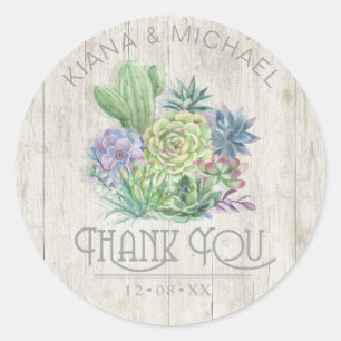 Sticker Rond Succulents et Mariage de bois rustique ID515