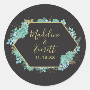 Sticker Rond Succulents Gold Frame N'importe quelle couleur Mon