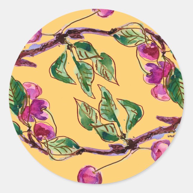 Sticker Rond Succursale de cerise (Devant)