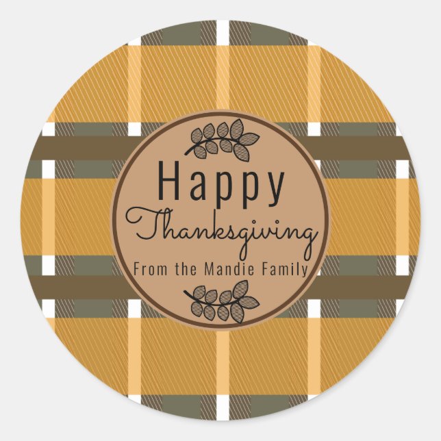 Sticker Rond Succursale de Thanksgiving Motif doux cadeau (Devant)
