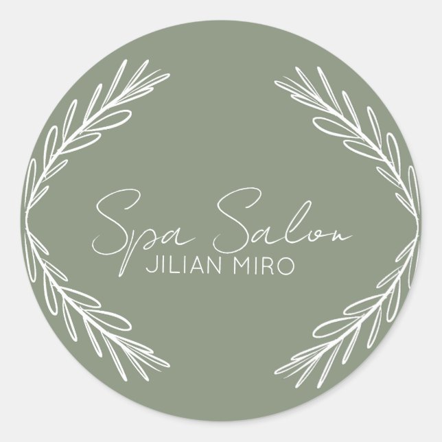 Sticker Rond Succursale Salon Beauté Studio Sage Green (Devant)