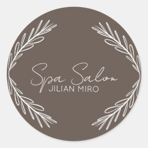 Sticker Rond Succursale Salon Beauty Studio Brown