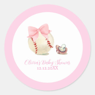 Sticker Rond Sucette Arc-en-ciel Baseball Sport Fille Baby Show