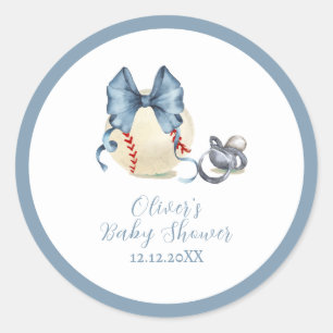 Sticker Rond Sucette Arc-en-ciel Bleu Baseball Sport Shower Béb