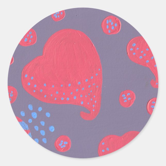 Sticker Rond sucette attaquée par des coeurs (Devant)