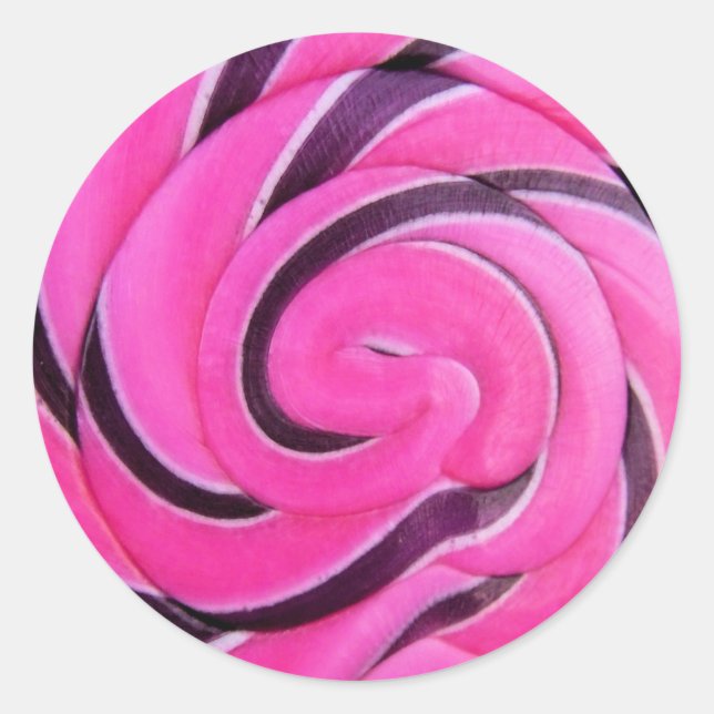 Sticker Rond Sucette Tourbillon Rose (Devant)