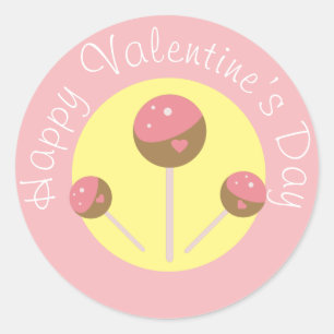 Sticker Rond Sucettes Gâteaux de la Saint-Valentin Rose Ronde