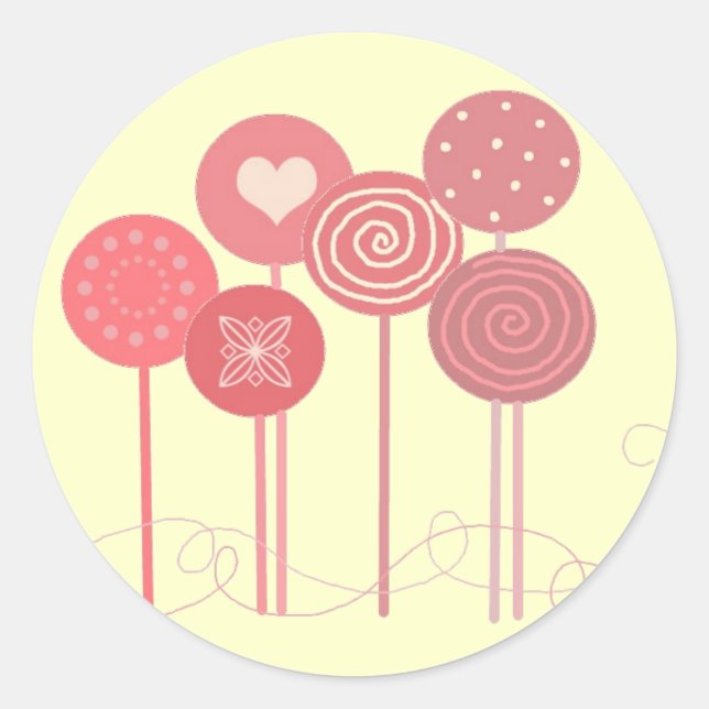 Sticker Rond Sucettes roses (Devant)