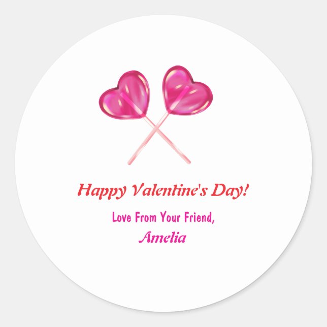 Sticker Rond Sucettes roses mignonnes pour la Saint-Valentin av (Devant)