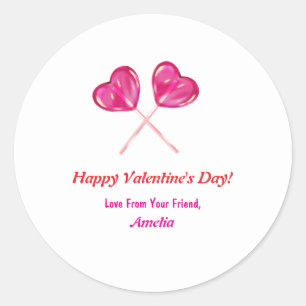 Sticker Rond Sucettes roses mignonnes pour la Saint-Valentin av
