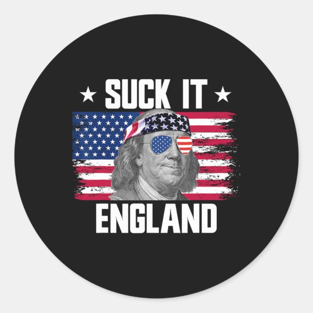 Sticker Rond Suck It England Ben Franklin Fondateurs 4e (Devant)