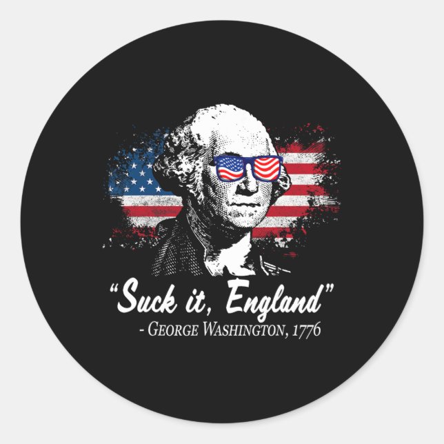 Sticker Rond Suck-it England Drôle 4 juillet George Washingto (Devant)