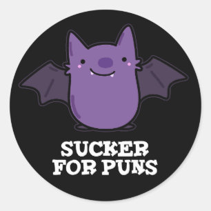 Sticker Rond Sucker Pour Puns Funny Baby Bat Pun Dark BG