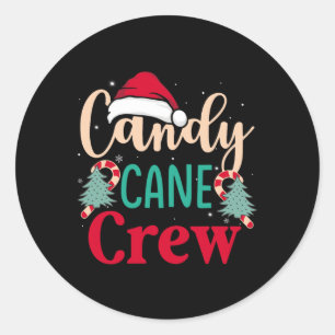Sticker Rond Sucre de canne Crew Fun Noël bonbon Lover Noël Wom