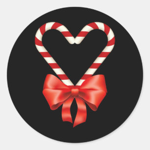 Sticker Rond Sucre de canne De Noël Coeur Pour Enfants Hommes F