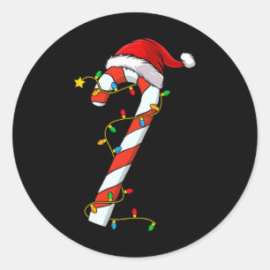 Sticker Rond Sucre de canne de Noël Père Noël Xmas Enfants Enfa