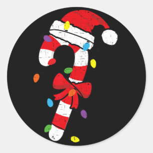 Sticker Rond Sucre de canne de Noël Père Noël Xmas Enfants Enfa