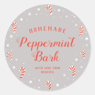 Sticker Rond Sucre de canne Pepperment Bark Homemade Christmas
