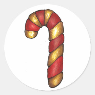 Sticker Rond Sucre de canne Twist Red Green Pepperment Noël