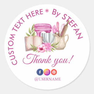 Sticker Rond Sucré gâteaux boulangerie Aquarelle Merci rond Sti