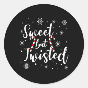 Sticker Rond Sucré Mais Drôle Noël Canne à Sucre de Noël