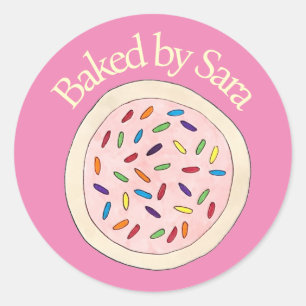 Sticker Rond Sucre Rose Sprinkie De Gastronomie Cuite Maison