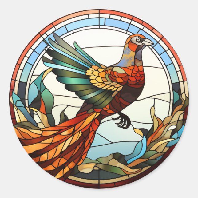 Sticker Rond Sucré Verre Trait Golden Pheasant (Devant)