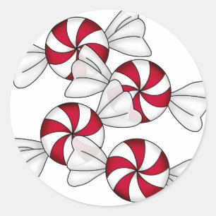 Sticker Rond Sucreries de menthe poivrée