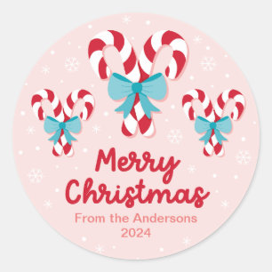 Sticker Rond Sucres de canne doux et vaches Noël