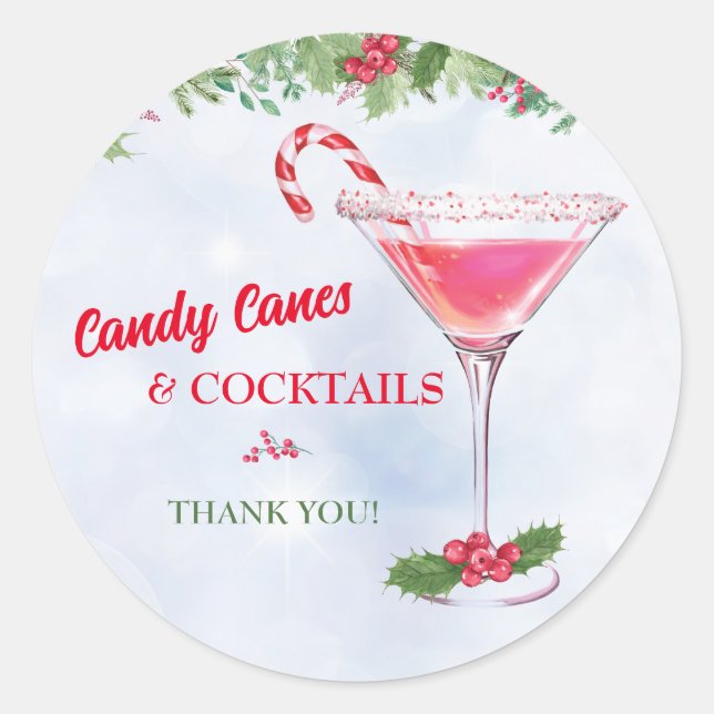 Sticker Rond Sucres de canne et cocktails Fête de Noël (Devant)