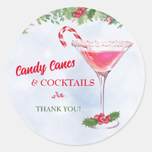 Sticker Rond Sucres de canne et cocktails Fête de Noël