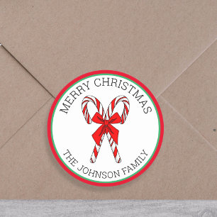 Sticker Rond Sucres de canne personnalisés et Noël de la Bow