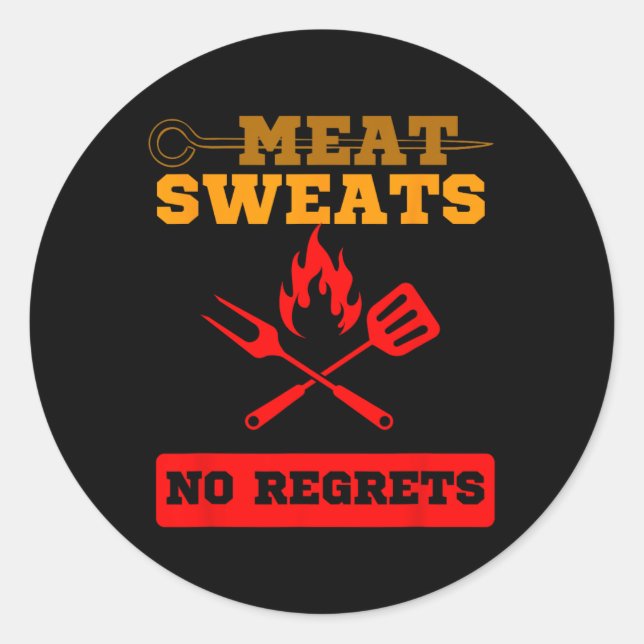 Sticker Rond Sucres de viande amusants Pas de Regrets (Devant)