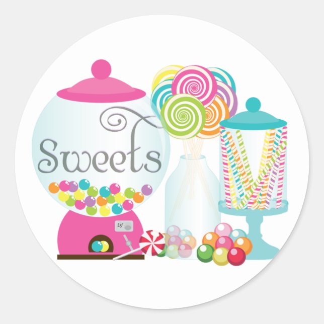 Sticker Rond Sucres pour Dessert Table Traitements Bubblegum Ar (Devant)