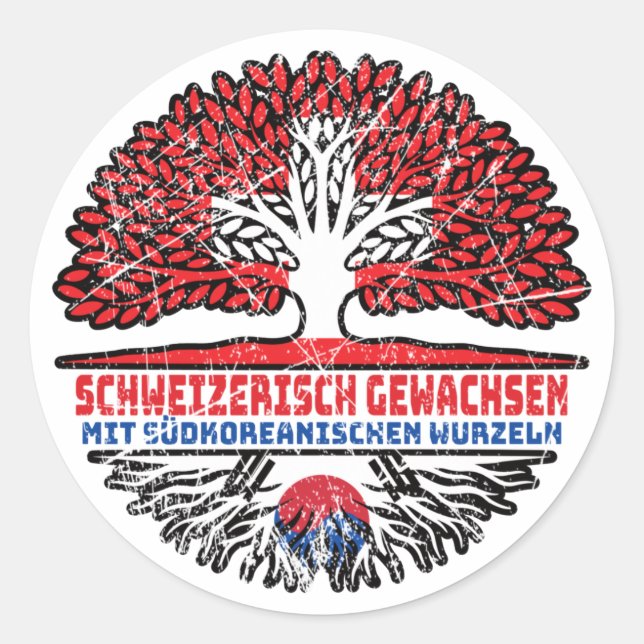 Sticker Rond Südkorea Südkoreanisch Schweizer Schweiz Baum (Devant)
